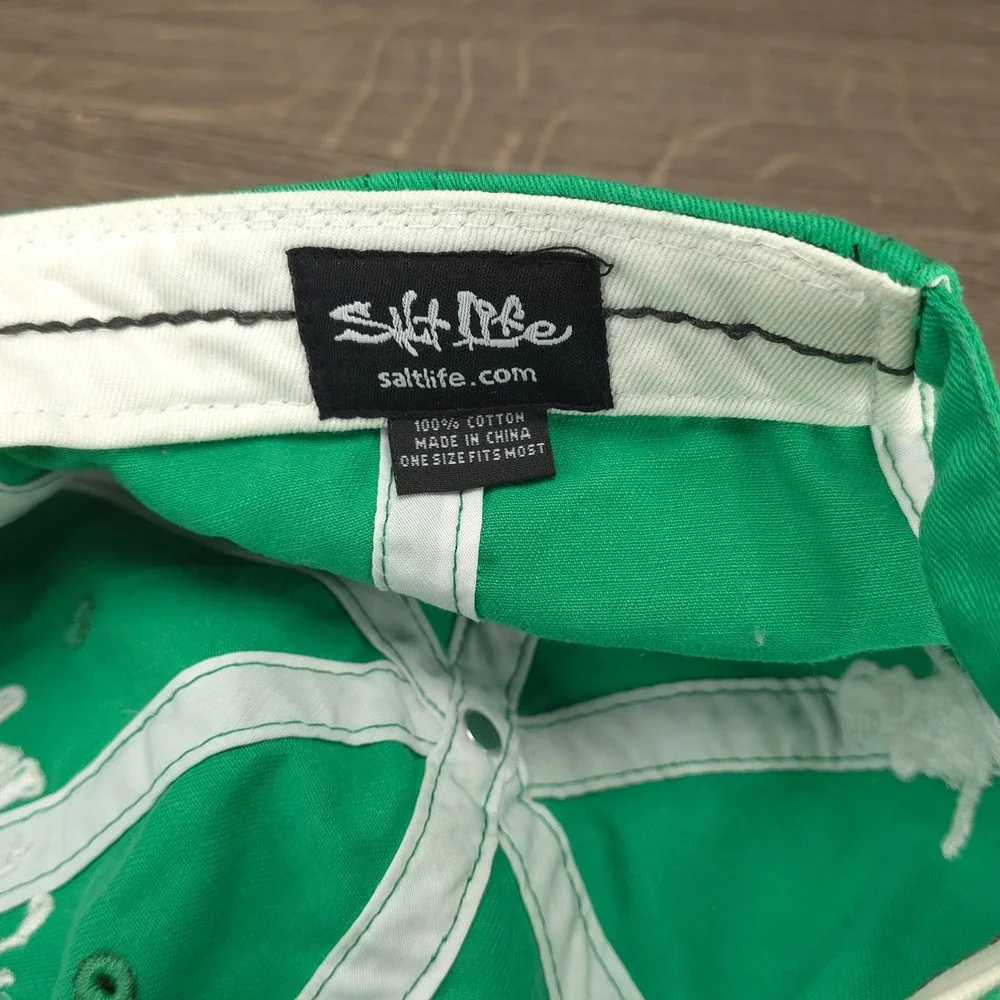Salt Life Hat Cap Strap Back Green Mens Fishing Surfing Beach Outdoors Casual